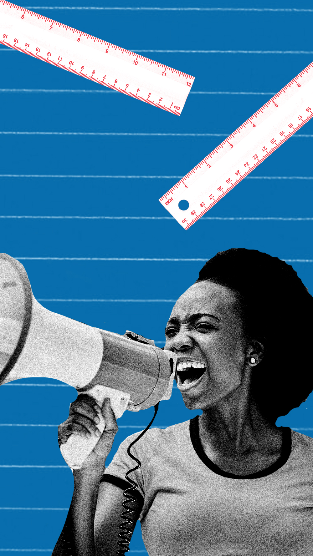 A graphic of a woman holding a megaphone.